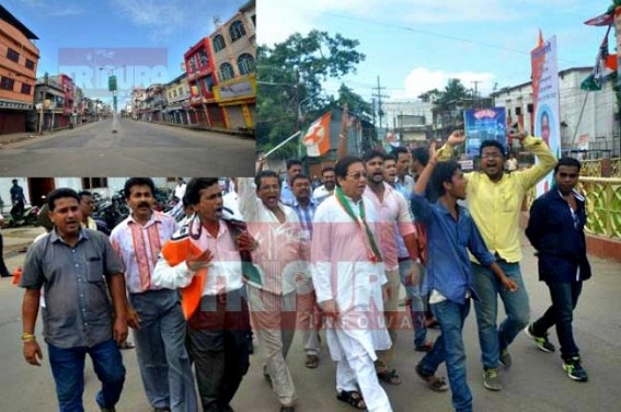 Tripura's sinking Congress Party's 12 hour strike ends in massive failure : Protesting against AMC property tax hike, Disruptive Bandh culture hampers public transport, essential  services